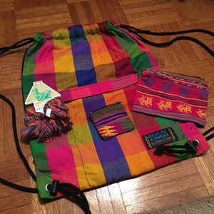 NWOT Boho chic colorful backpack w/extras!